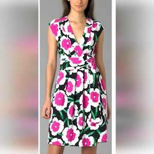 Diane Von Furstenberg Pink and Black Flutter Sleeve Sundress